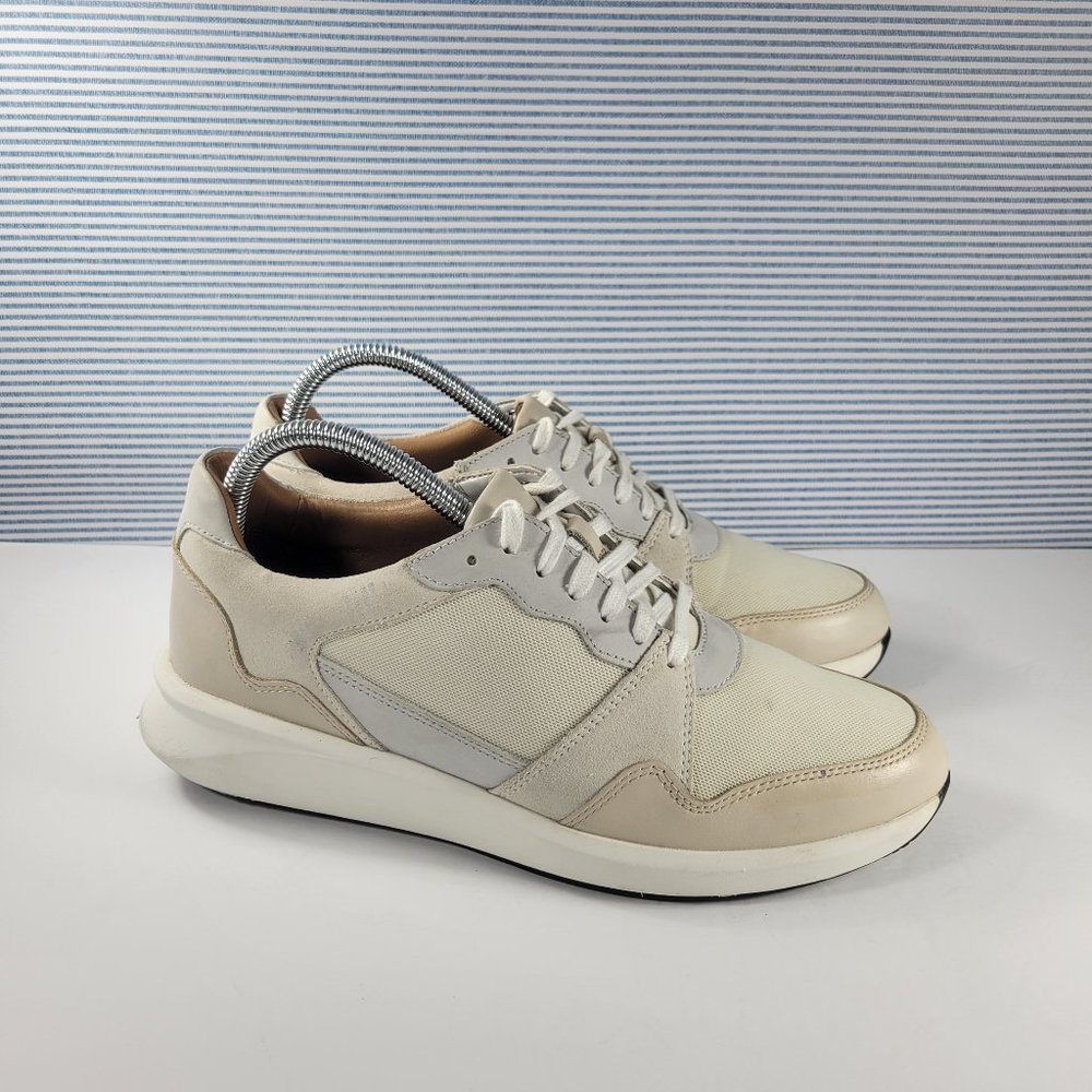 Clarks Un Rio Run Women 8 1/2 M White Combi Leather Sneaker Shoes